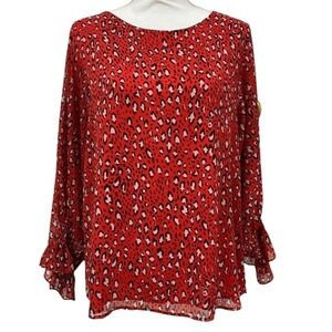 Sanctuary Blouse Red Leopard Print